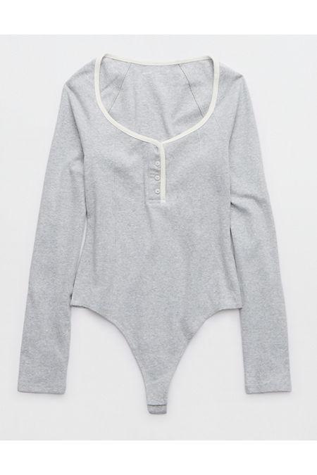 Aerie Long Sleeve Henley Bodysuit Women's Product Image