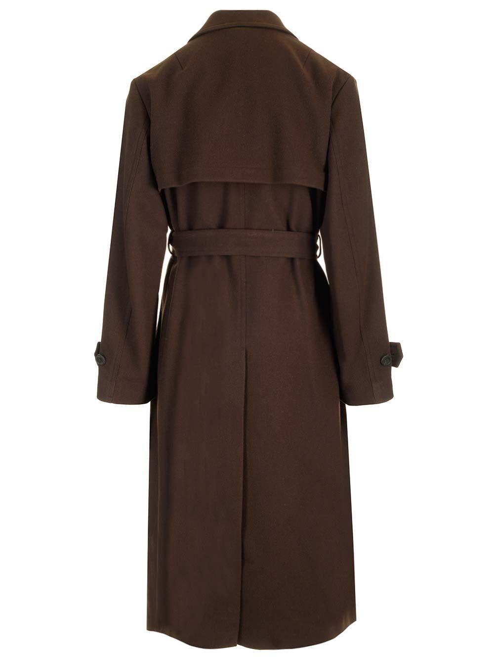 DRIES VAN NOTEN Belted Trench Coat In Brown Product Image