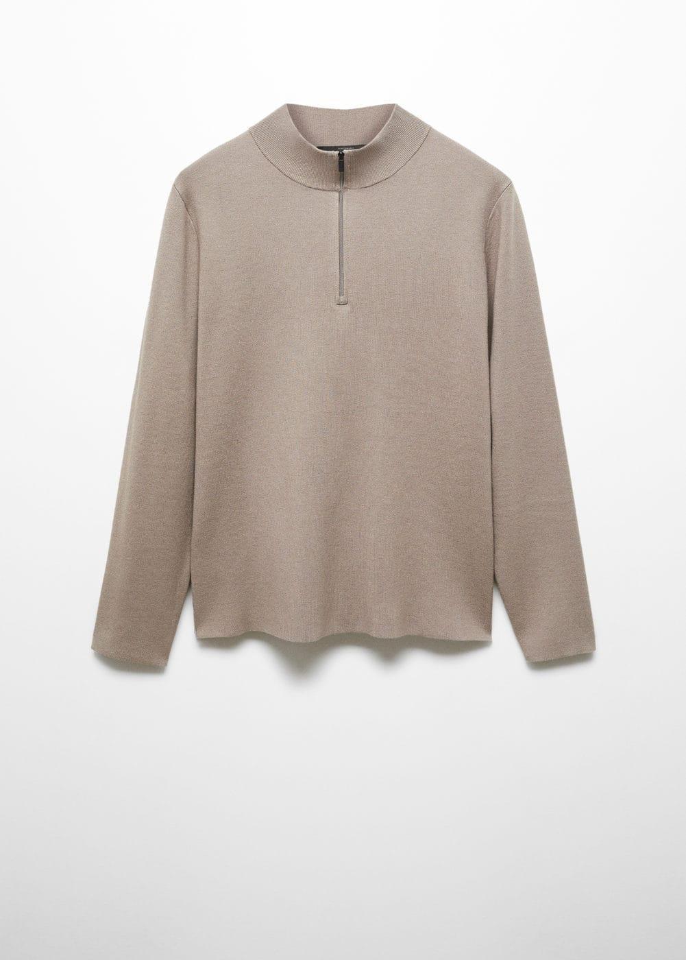 MANGO MAN - Zipped high collar sweater ice greyMen Product Image