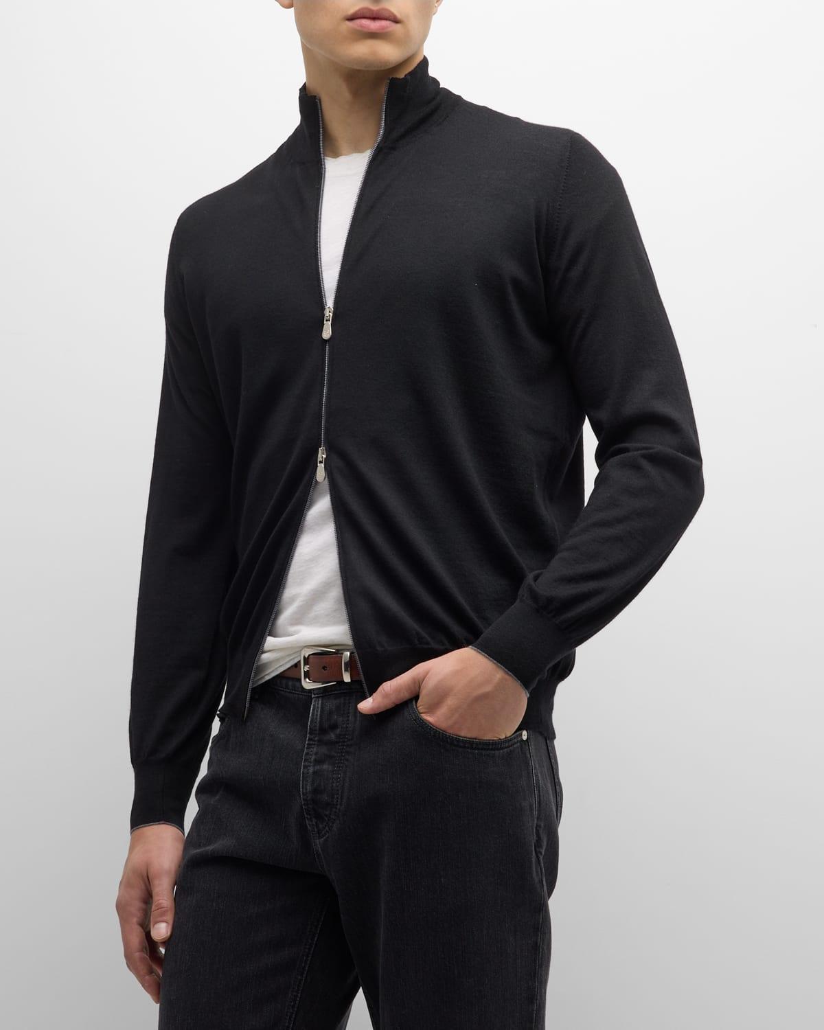 Mens Virgin Wool And Cashmere Lightweight Cardigan Product Image