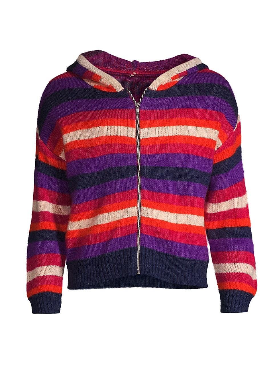 Mens Striped Zip Knit Hoodie Product Image