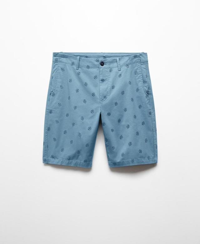 MANGO MAN - Printed cotton bermuda shorts sky blueMen Product Image