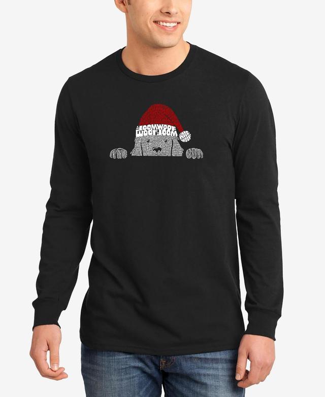 La Pop Art Mens Christmas Peeking Dog Word Art Long Sleeve T-shirt Product Image