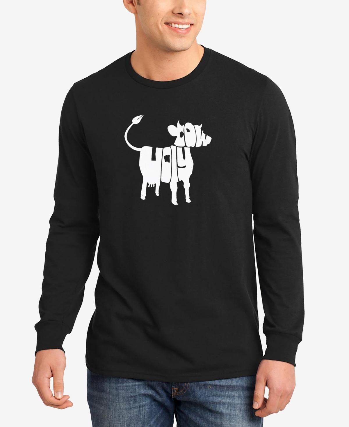 La Pop Art Mens Holy Cow Word Art Long Sleeves T-shirt Product Image