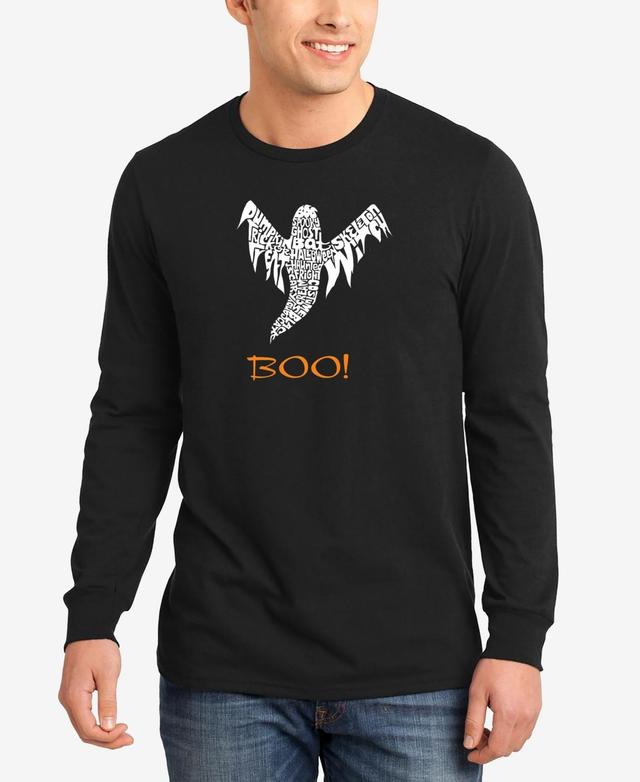 La Pop Art Mens Halloween Ghost Word Art Long Sleeve T-shirt Product Image