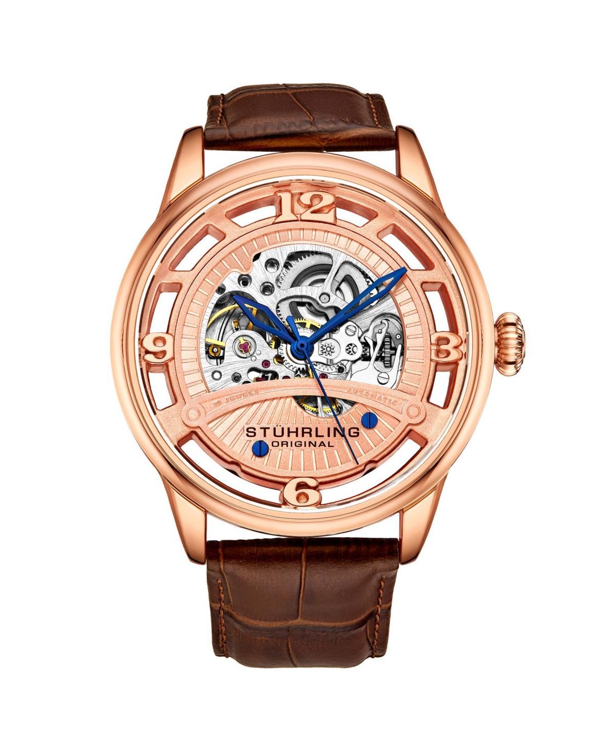 Stuhrling Mens Blue Leather Strap Watch 48mm Product Image