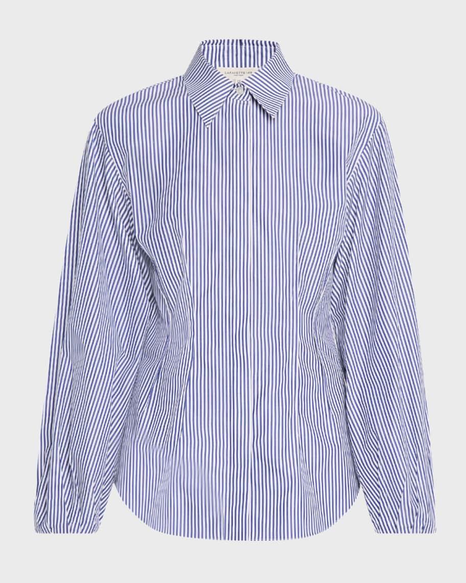 Striped Button-Down Cotton Shirt Product Image