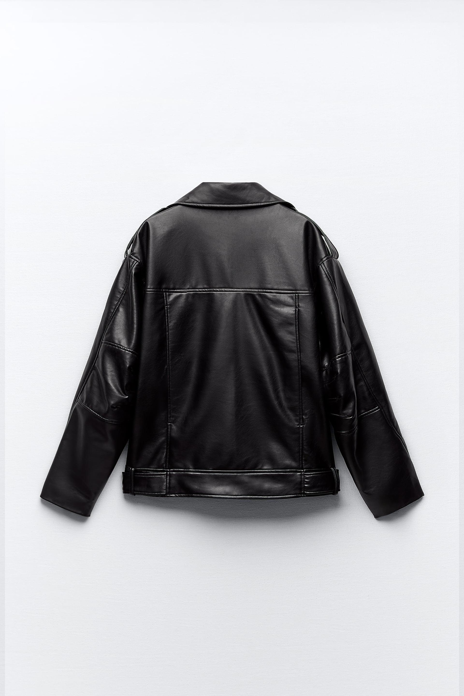 OVERSIZED FAUX LEATHER BIKER JACKET Product Image