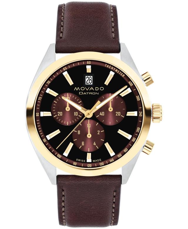 Movado Mens Datron Swiss Quartz Chrono Brown Leather Watch 40mm Product Image