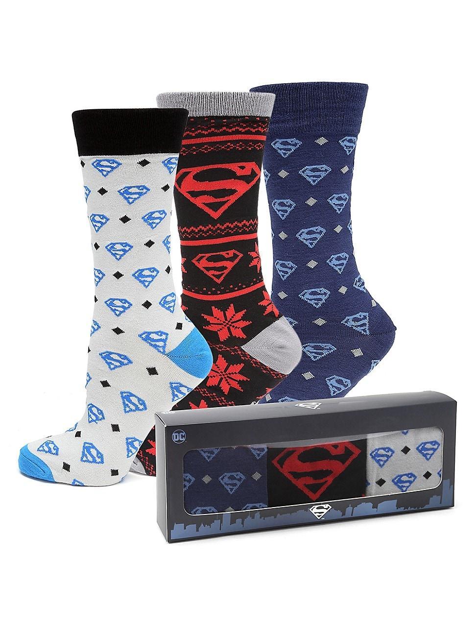 Mens Superman Socks Three-Pair Set Product Image