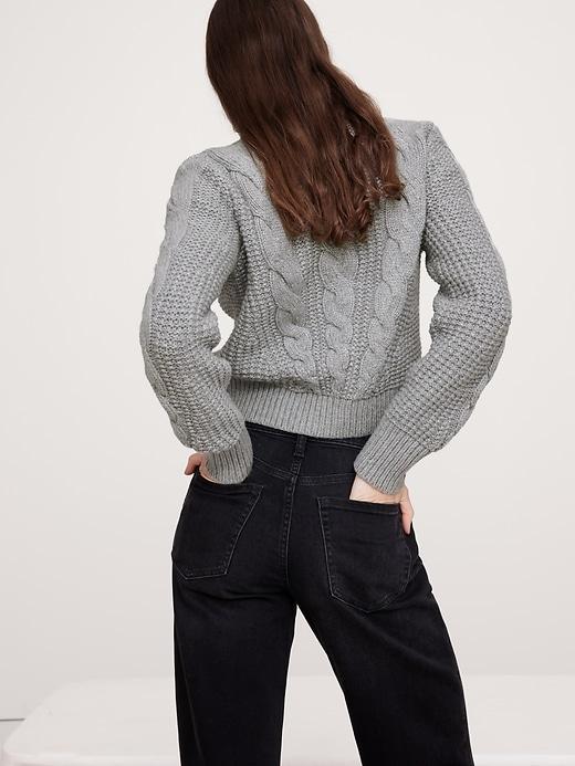 Cotton-Blend Cable-Knit Sweater Product Image