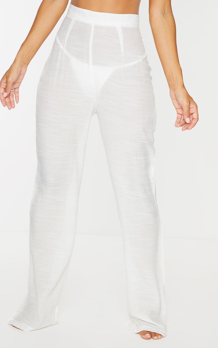 White  Linen Look Beach Pants Product Image