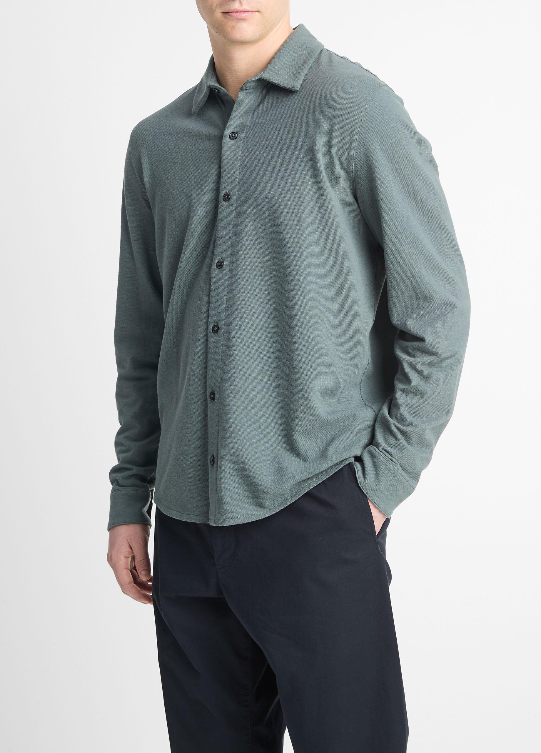 Cotton Piqué Button-Front Shirt Product Image