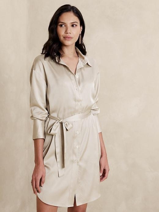 Satin Mini Shirtdress Product Image