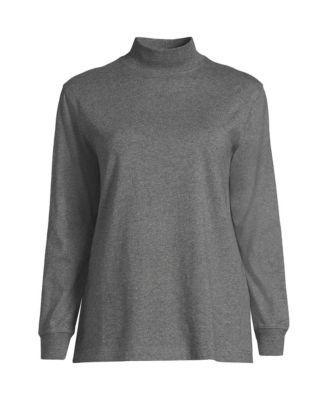 Womens Lands End Long Sleeve Super T Mock Neck Top Grey Heather product image