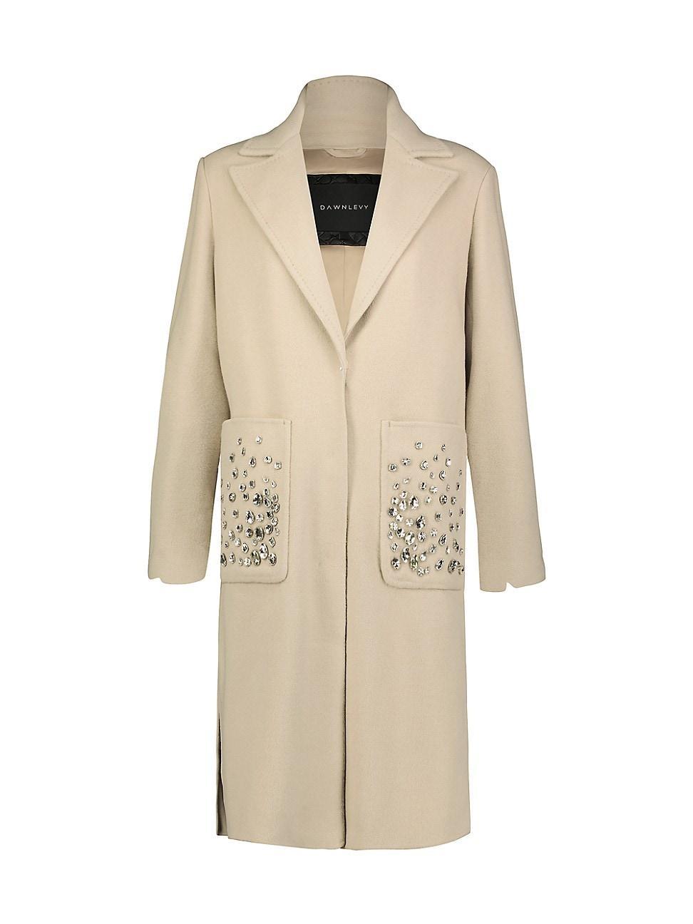 Womens Colette Crystal-Embellished Wool Coat Product Image