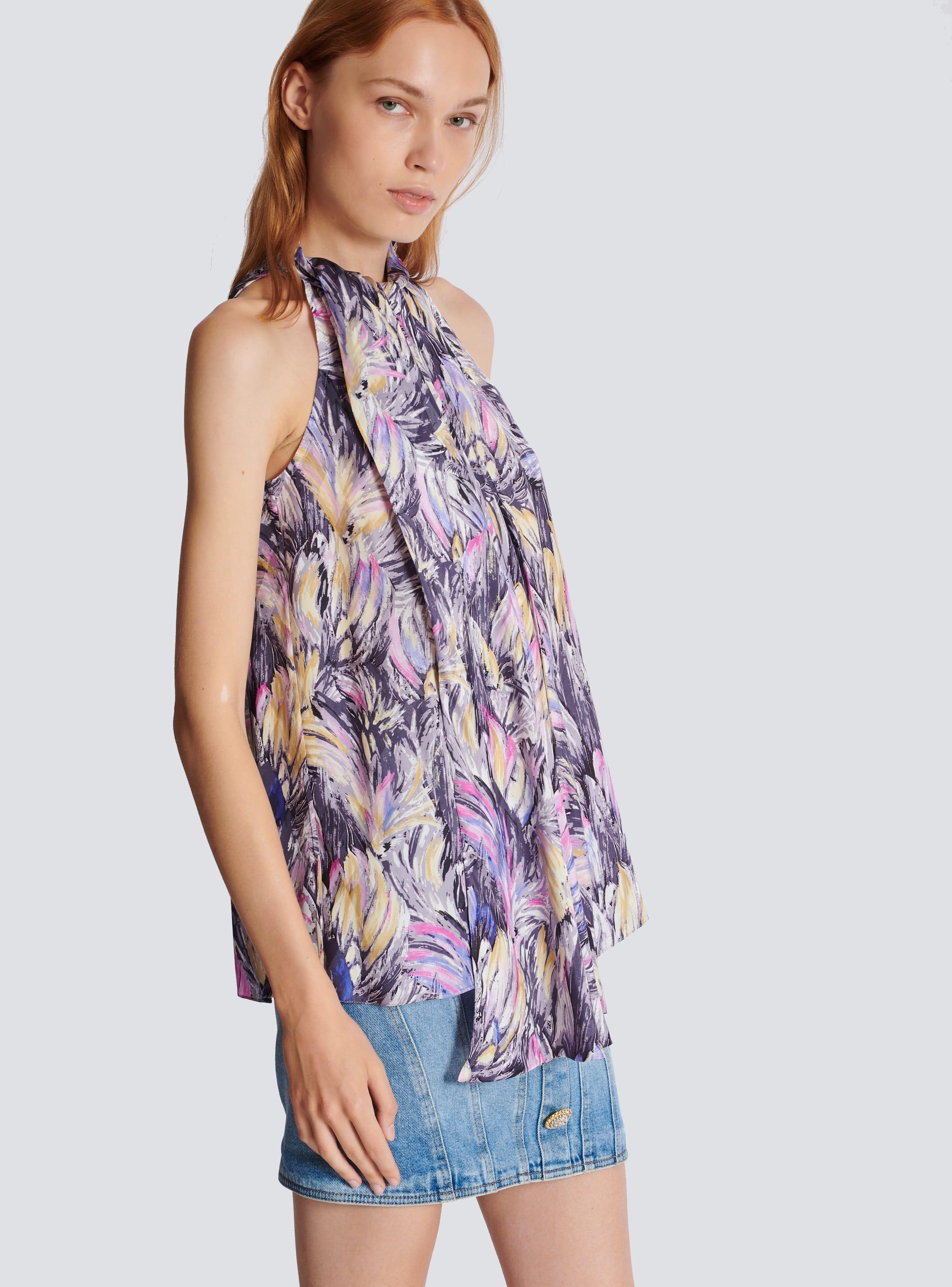 Pussy-bow top with Feather print Product Image