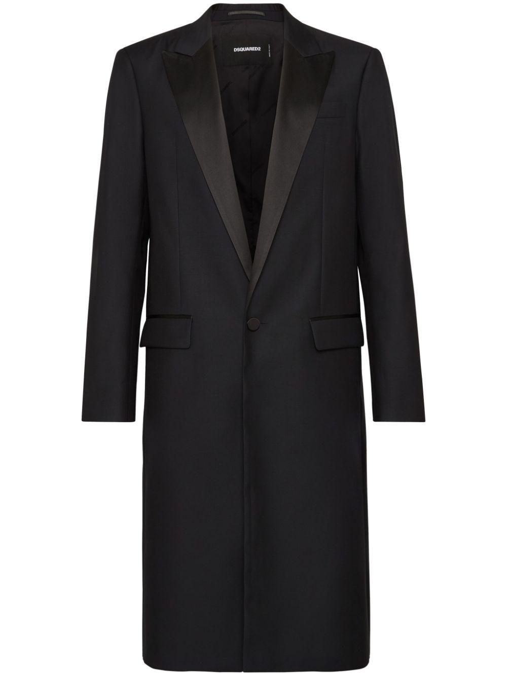 DSQUARED2 Single-breasted Satin-trim Coat In Black Product Image