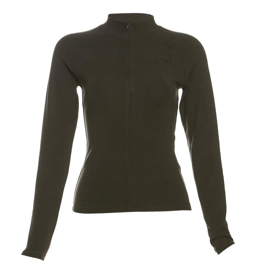 Long Sleeve Plain Zip-Up Slim-Fit Jacket Product Image