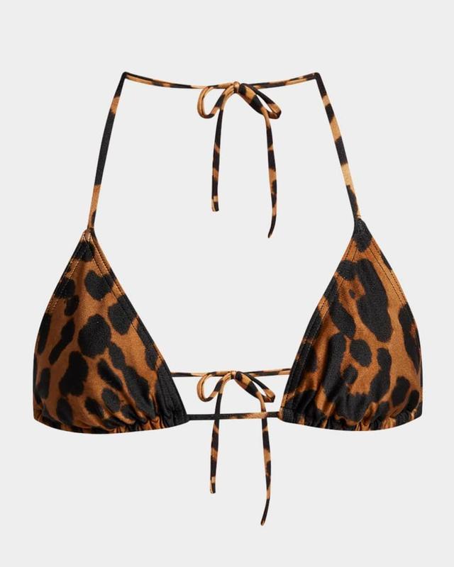 Leopard-Print Buckle Triangle Bikini Set Product Image