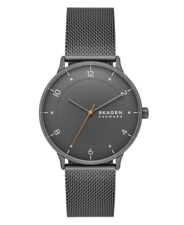 Skagen Mens Three-Hand Quartz Riis Gunmetal Stainless Steel Mesh Watch 40mm Product Image