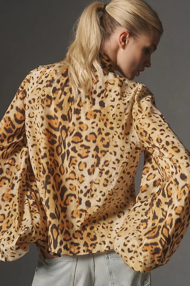 Let Me Be Animal Print Tie-Neck Blouse Product Image