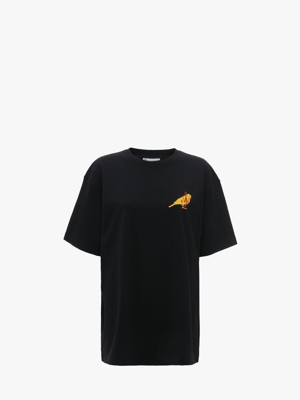 T-SHIRT WITH CANARY EMBROIDERY in black | JW Anderson US  Product Image