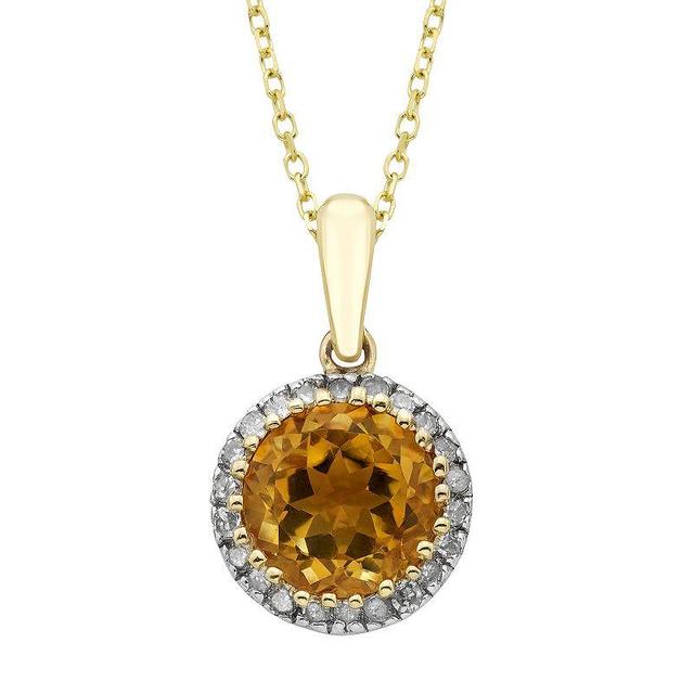 10k Rose Gold Citrine 1/8 Carat T.W. Pendant Necklace, Womens Pink Product Image