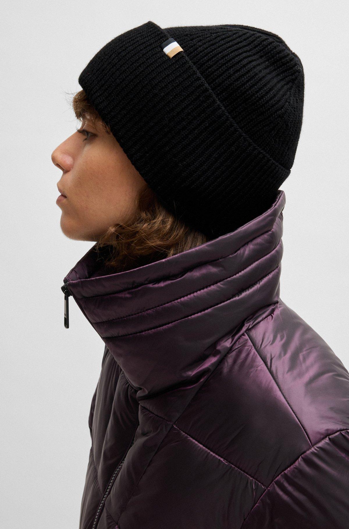 Ribbed beanie hat with signature-stripe trim Product Image