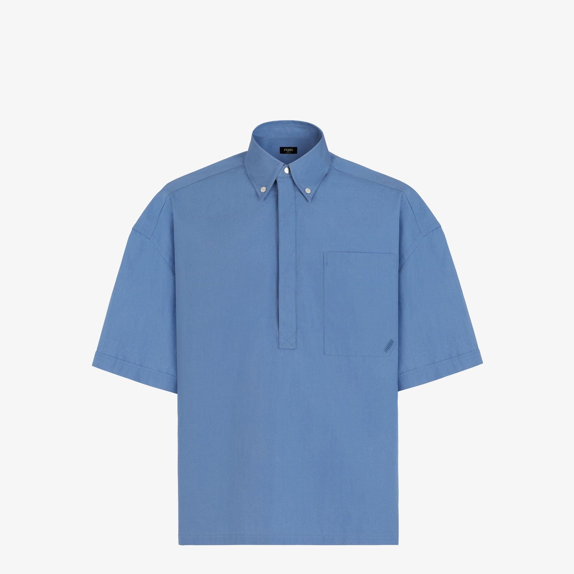 ShirtBlue poplin polo shirt Product Image