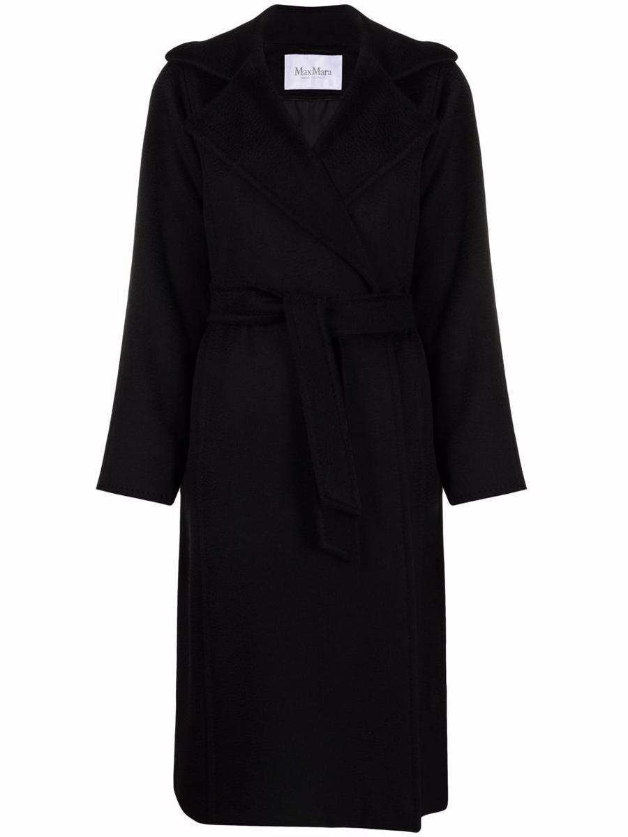 Manuela Wool Wrap Coat, Black Product Image