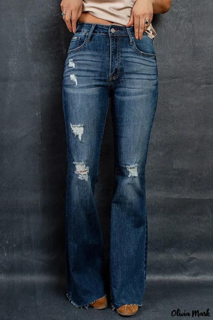 Olivia Mark – Dark wash mid-rise flared jeans product image