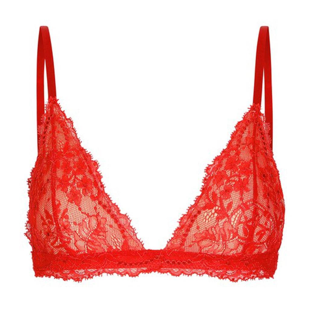 Lace Triangle Bra In Red Product Image