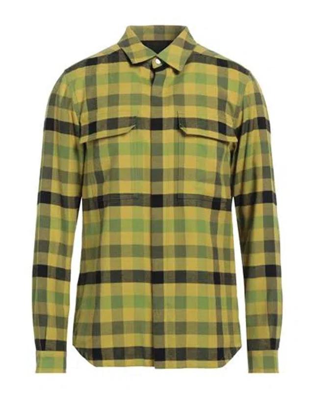 RICK OWENS Yellow Check Shirt Product Image