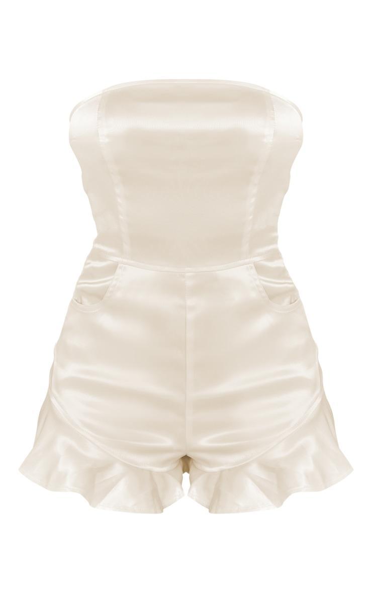 Champagne Satin Frill Leg Bandeau Romper Product Image