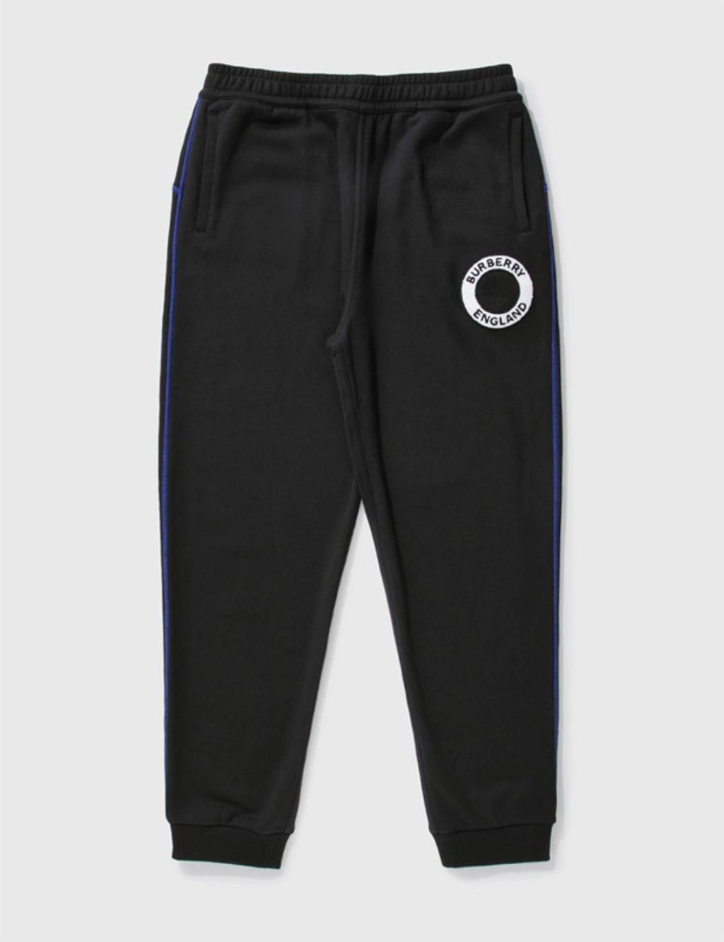 BURBERRY Logo Graphic Appliqué Cotton Jogging Pants In Black Product Image