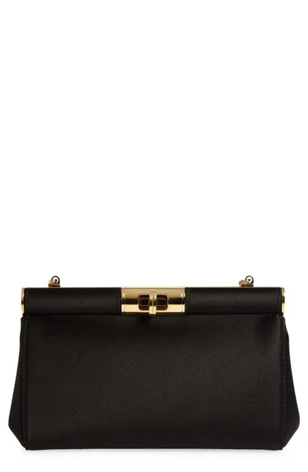 Small Marlene Satin Shoulder Bag In Black Product Image