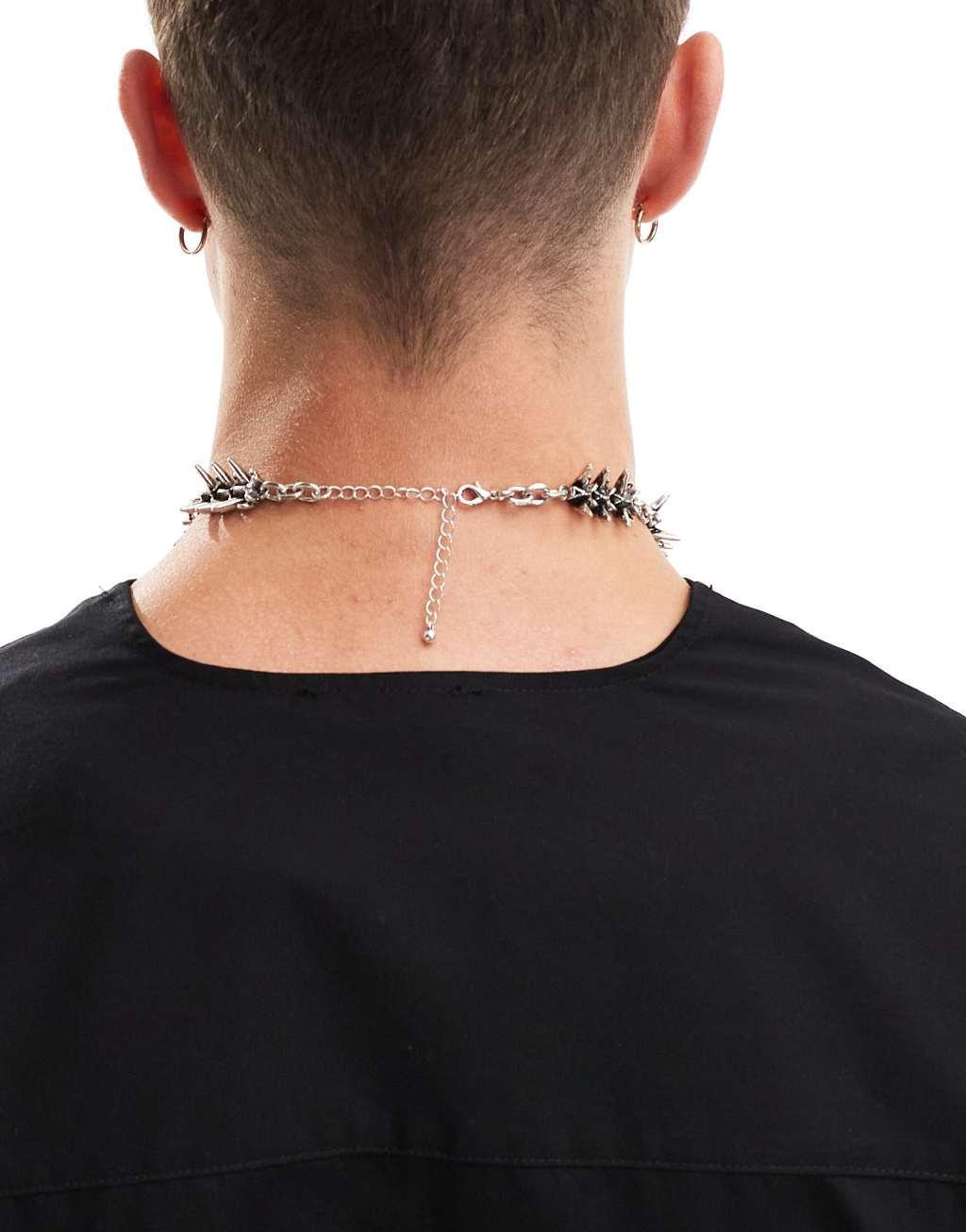 ASOS DESIGN vertebrae chain necklace in burnished silver tone Product Image