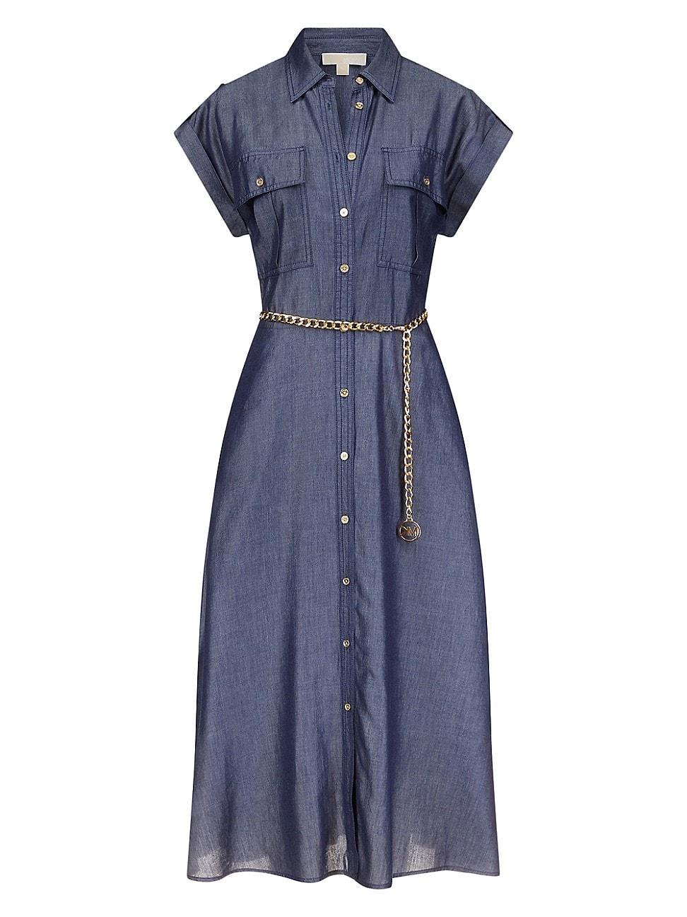 Womens Denim-Inspired Midi-Dress Product Image