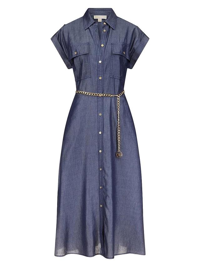 Womens Denim-Inspired Midi-Dress Product Image