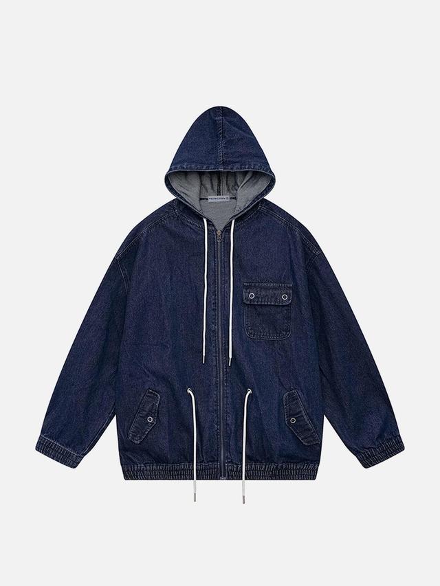 Aelfric Eden Denim Drawstring Zip Up Hoodie Product Image