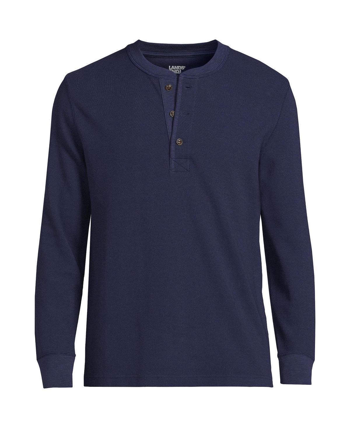 Lands End Mens Long Sleeve Comfort-First Thermal Waffle Henley T-Shirt Product Image