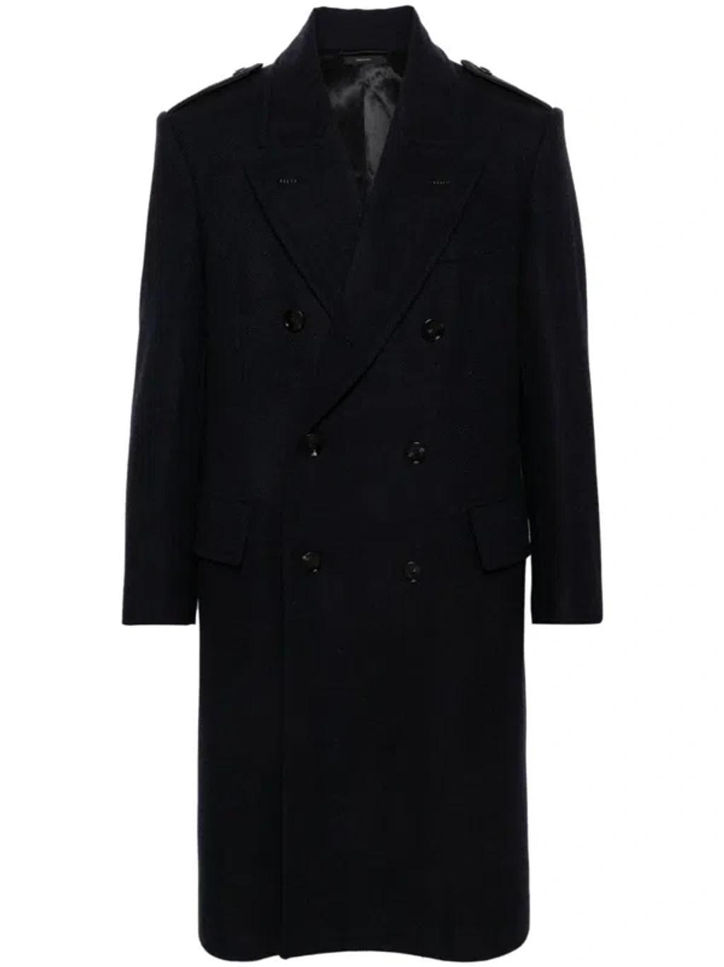 Herringbone Coat In Blue Product Image