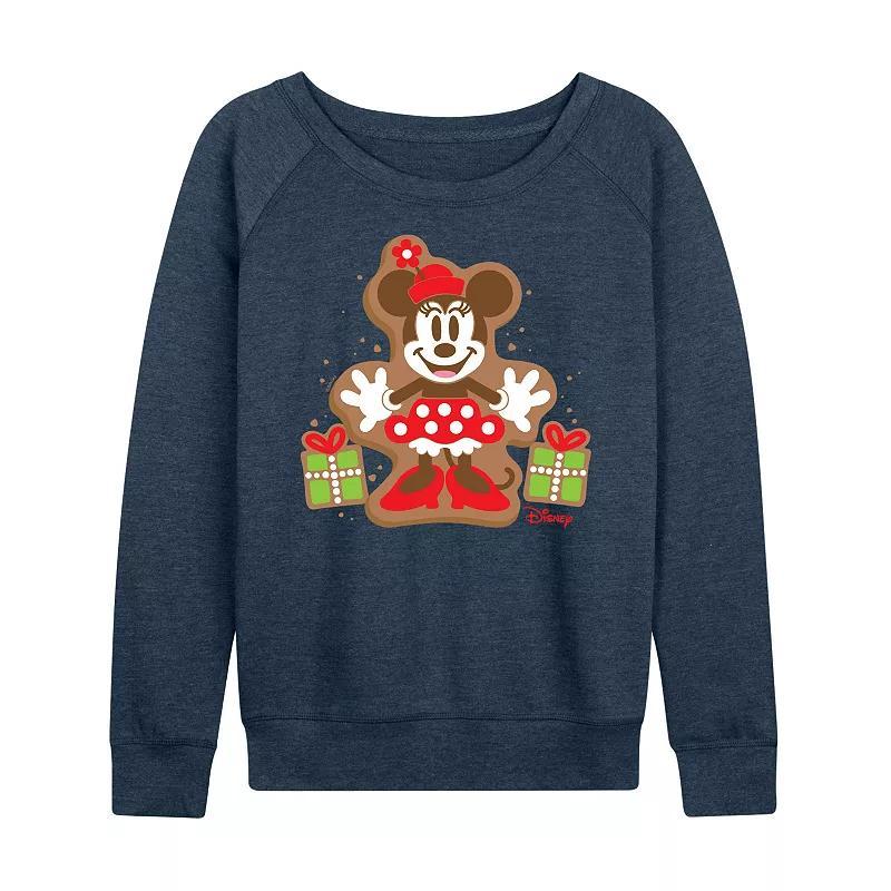 Disneys Minnie Mouse Womens Cookie Lightweight French Terry Sweatshirt Grey Indigo product image