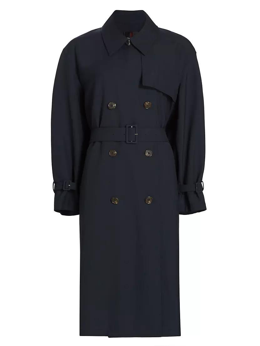 Womens Wool-Blend Double-Breasted Trench Coat Product Image