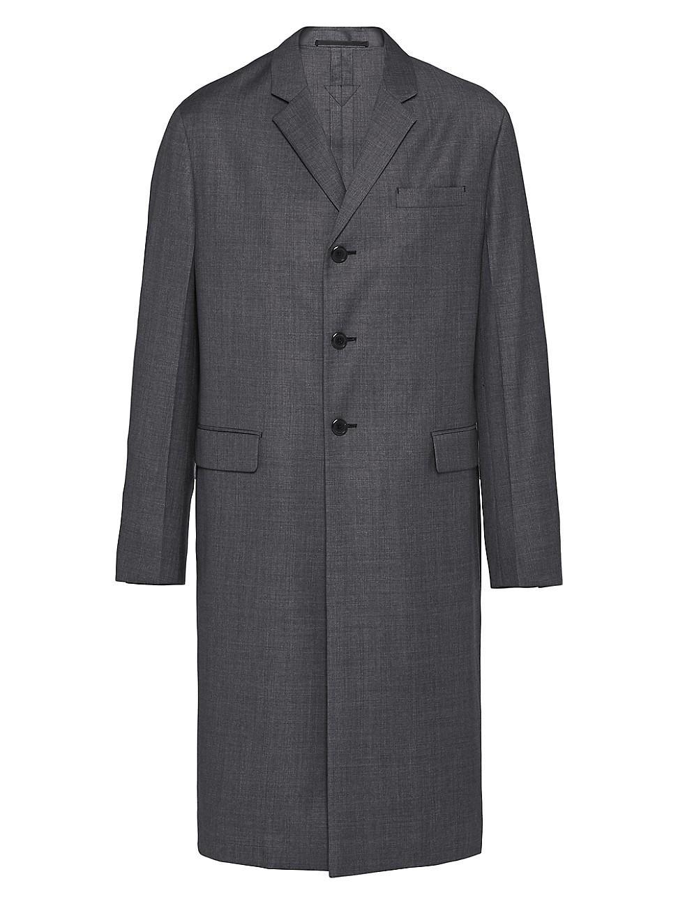 Mens Single-Breasted Wool Coat Product Image