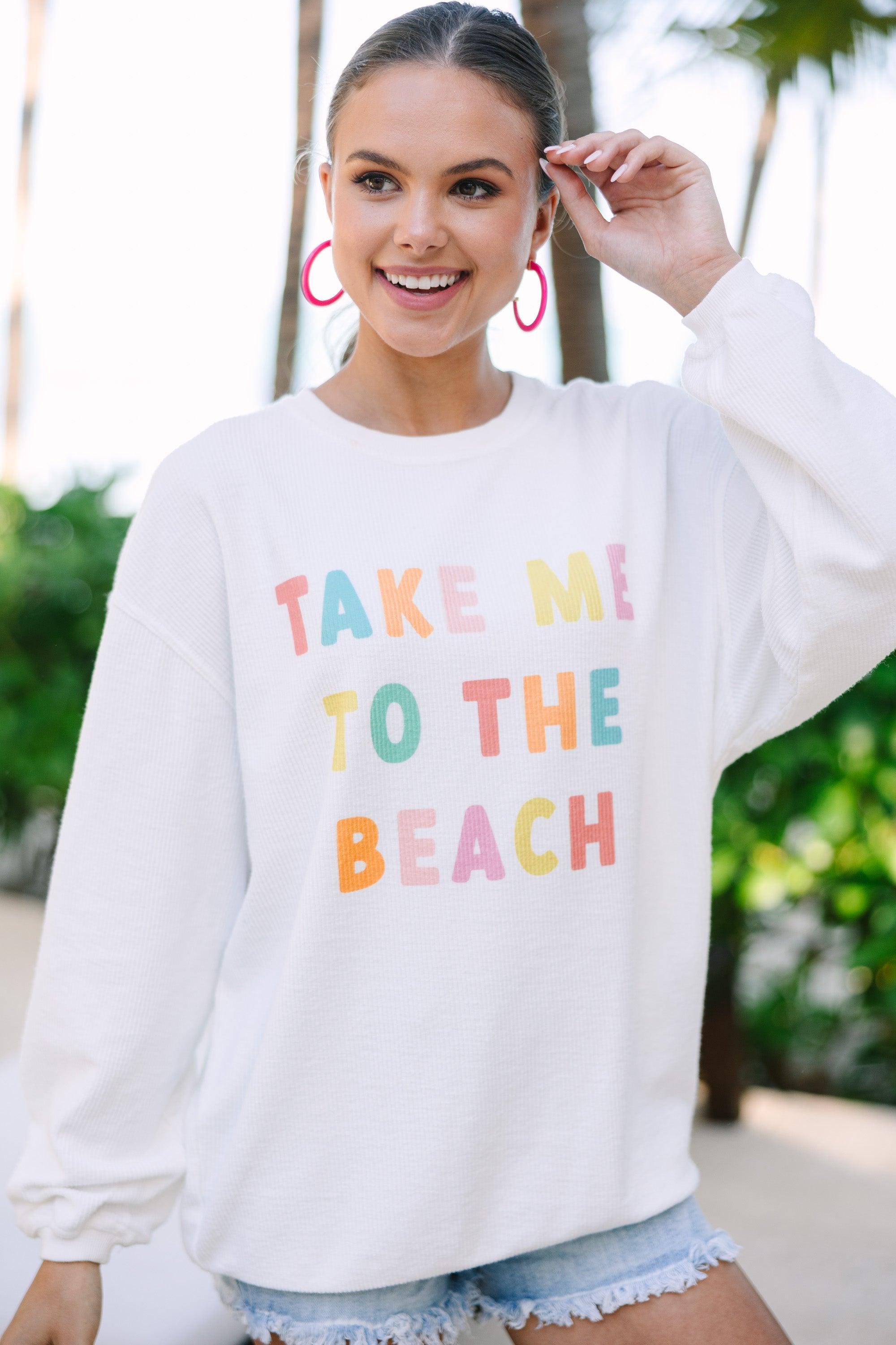 To The Beach White Graphic Corded Sweatshirt Female Product Image