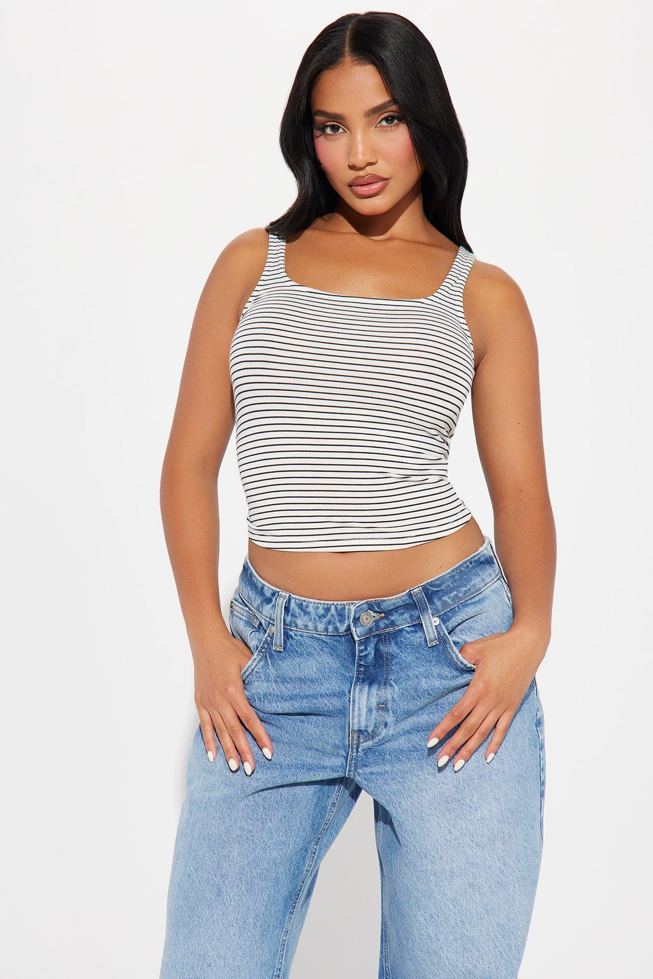 Ora Striped Tank Top - White/Black product image