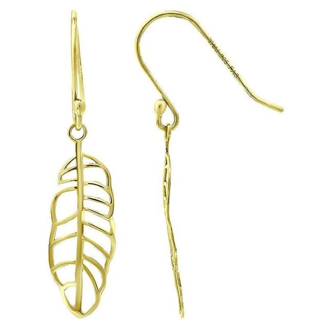 Aleure Precioso Feather Drop Fishhook Earrings, Womens, Gold Product Image