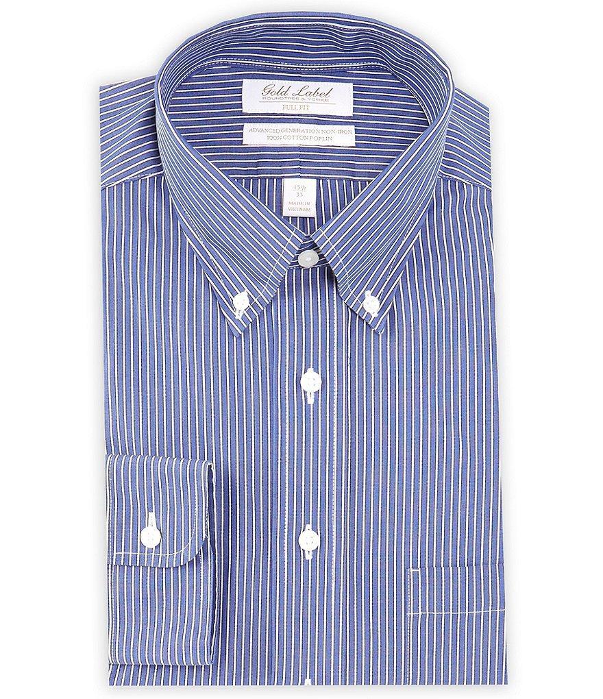 Gold Label Roundtree & Yorke Full Fit Non-Iron Button-Down Collar Striped Dress Shirt Product Image